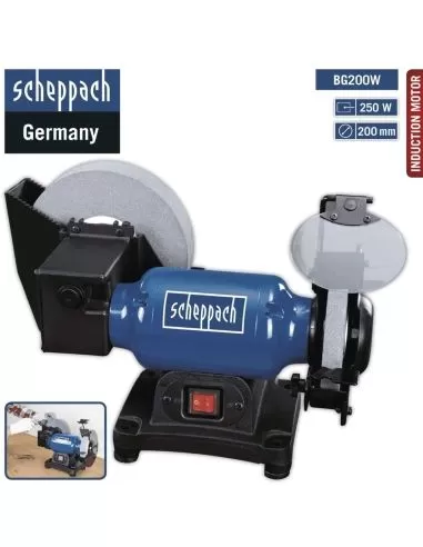 Smerigliatrice combinata da banco mola ad acqua 150 / 200 mm 250w SCHEPPACH  bg200w | Doppelschleifer