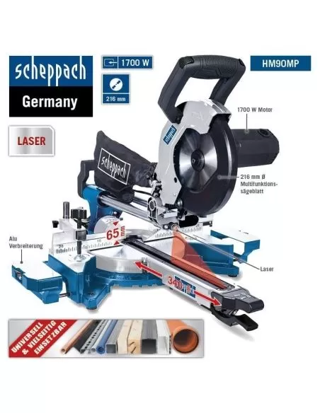 Scheppach HM90MP - Troncatrice multimateriale per legno e ferro