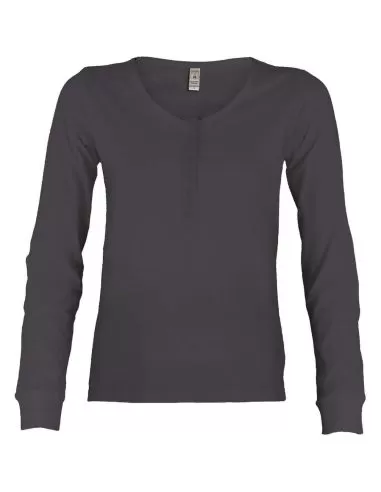 T-shirt manica lunga collo v con bottoni Payper harbour lady maglia cotone donna