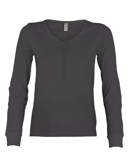 T-shirt manica lunga collo v con bottoni Payper harbour lady maglia cotone donna