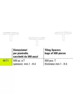 Distanziatori a t per piastrelle Sigma 40-t1 a spessore  mm 1 - h. 4 500 pezzi