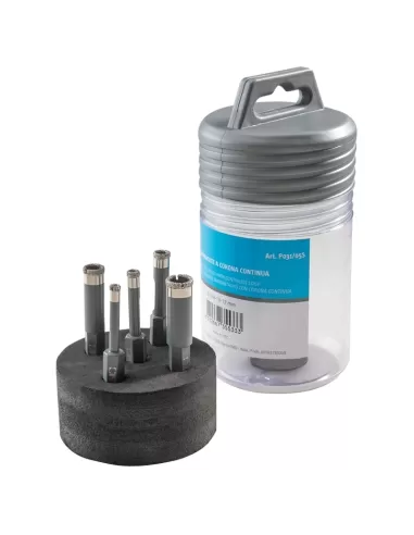Serie 5 pz frese diamantate per trapano per gres 5-12 mm Fervi p031/05s