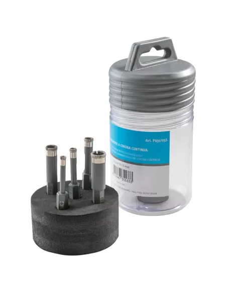 Serie 5 pz frese diamantate per trapano per gres 5-12 mm Fervi p031/05s Serie 5 pz frese diamantate per trapano per gres 5-12 mm Fervi p031/05s
