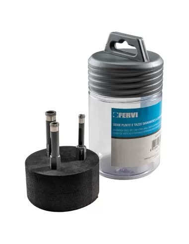 Serie 3 pz frese diamantate per trapano per gres 6-10 mm Fervi p031/03s
