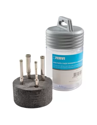 Serie 4 pz punte diamantate per smerigliatrice per gres 4-10 mm Fervi p035/04s