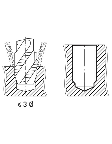 Maschi a macchina per fori ciechi 35 gradi m27 a forte torsione Fervi m003/27
