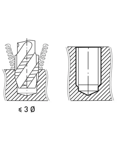 Maschi a macchina per fori ciechi 35 gradi m30 a forte torsione Fervi m003/30