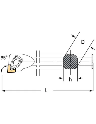Utensile per interno 95 gradi destro 25 mm x tornio metallo Fervi mclnr25