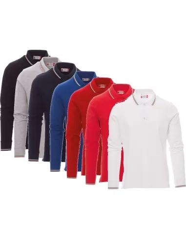 1 - Polo unisex Payper aviazione cotone 100% manica lunga tricolore
