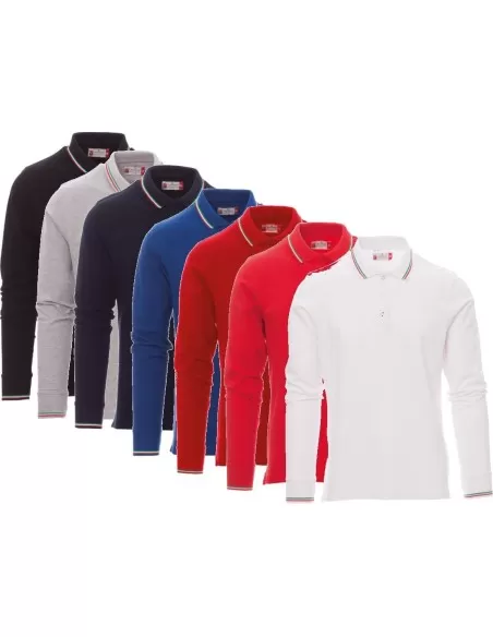 1 - Polo unisex Payper aviazione cotone 100% manica lunga tricolore