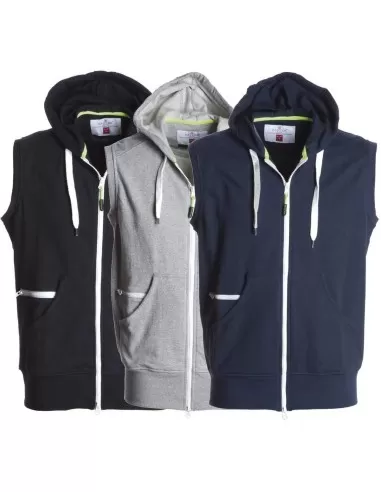 1 - Felpa senza maniche uomo con cappuccio zip lunga cotone Payper boxer+