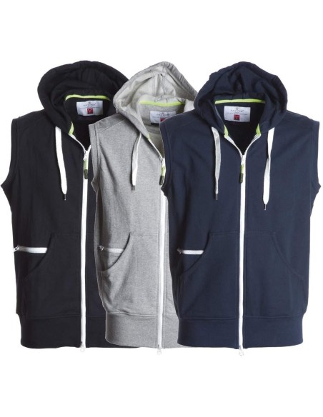 Felpa senza maniche uomo con cappuccio zip lunga cotone Payper boxer+
