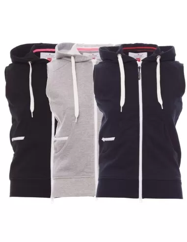 1 - Felpa gilet estiva senza maniche cappuccio zip cotone donna Payper boxer+ lady