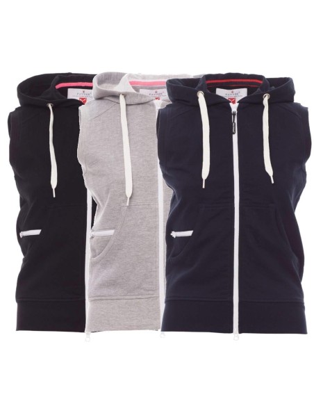 Felpa gilet estiva senza maniche cappuccio zip cotone donna Payper boxer+ lady