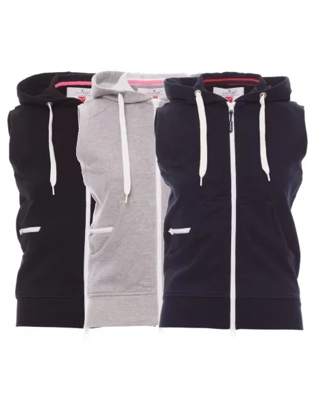1 - Felpa gilet estiva senza maniche cappuccio zip cotone donna Payper boxer+ lady 1 - Felpa gilet estiva senza maniche cappuccio zip cotone donna Payper boxer+ lady