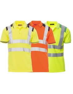 Polo manica corta alta visibilita' lavoro catarifrangente bande 3m Payper guard+
