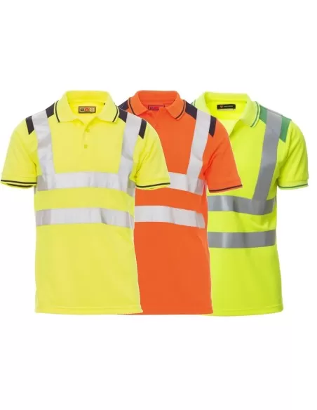 Polo manica corta alta visibilita' lavoro catarifrangente bande 3m Payper guard+