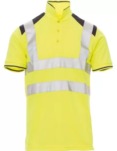 Polo manica corta alta visibilita' lavoro catarifrangente bande 3m Payper guard+