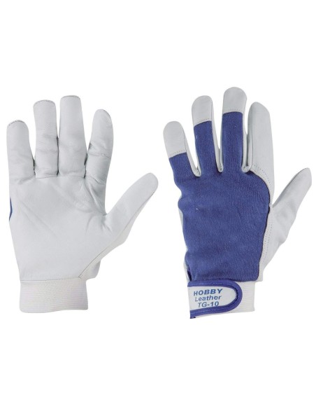 Guanti da lavoro in pelle dorso cotone polsino strappo gionny hobby leather
