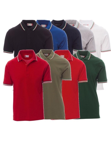 Polo unisex Payper italia cotone 100% manica corta tricolore uomo donna Polo unisex Payper italia cotone 100% manica corta tricolore uomo donna