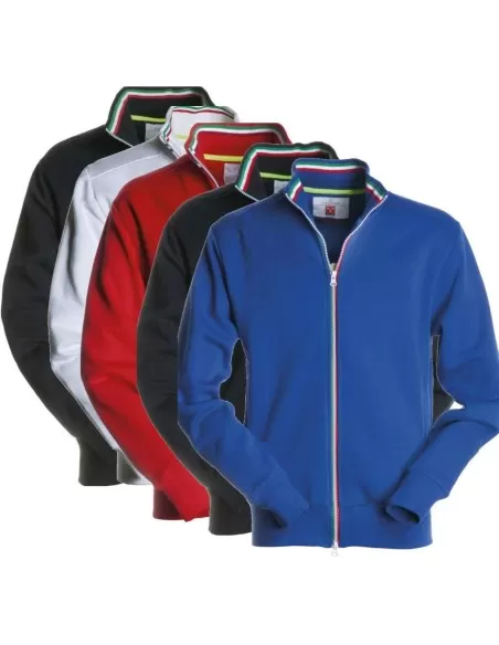 1 - Felpa zip lunga Payper nazionale maglia in cotone uomo tricolore italia