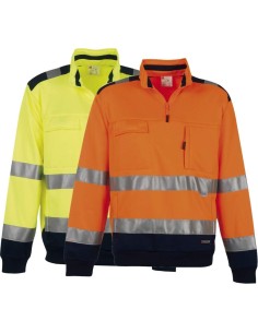 Felpa alta visibilita' da lavoro Payper vision maglia mezza zip bande 3m