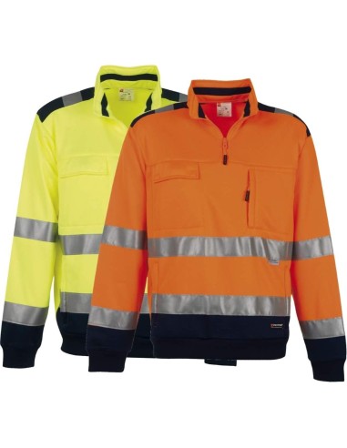 Felpa alta visibilita' da lavoro Payper vision maglia mezza zip bande 3m