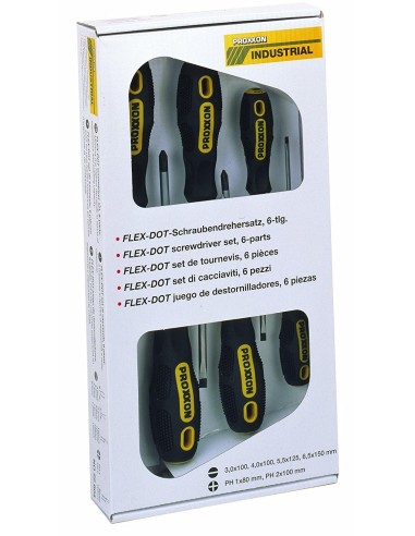 1 - Serie 6 giraviti cacciaviti a taglio e croce PROXXON 22604 flex-dot