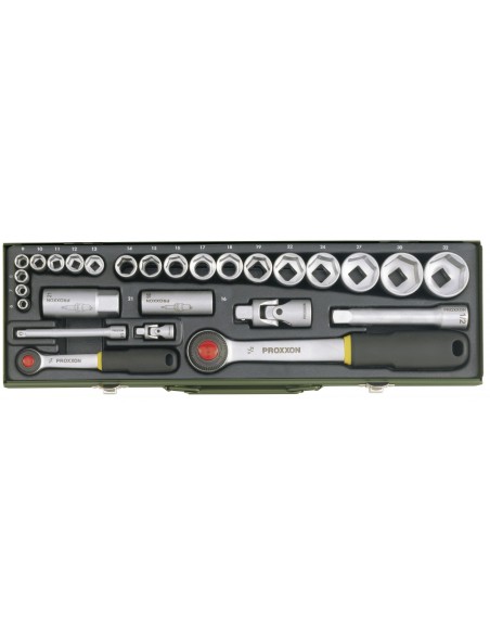 1 - Serie di chiavi a bussola da 1/4" e 1/2" con cricchetto 27 pz PROXXON 23020