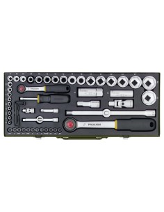 1 - Serie di chiavi a bussola 1/4" e 1/2" con cricchetto e accessori 56 pz PROXXON 23040