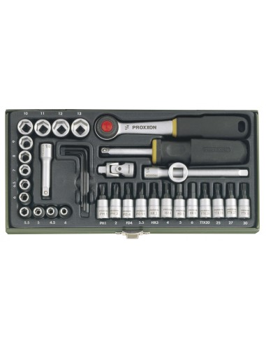 Serie di chiavi a bussola con cricchetto da 1/4" 36 pz PROXXON 23080