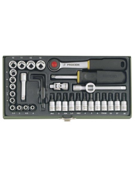 Serie di chiavi a bussola con cricchetto da 1/4" 36 pz PROXXON 23080