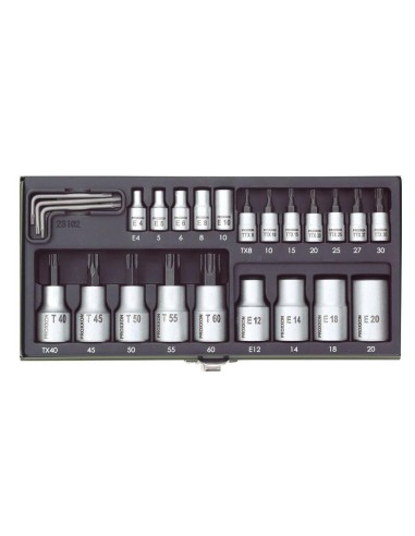 1 - Serie di bussole torx con attacco da 1/4" 1/2" 24 pz PROXXON 23102