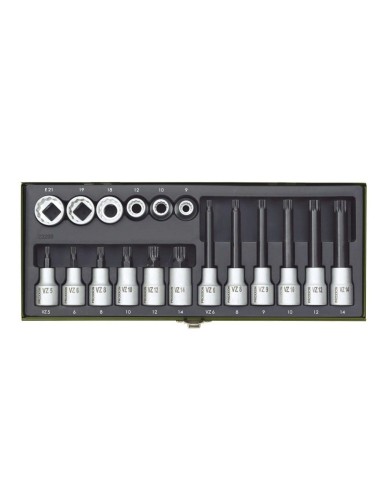 1 - Serie di bussole xzn multidente da 1/2" 18 pz PROXXON 23296