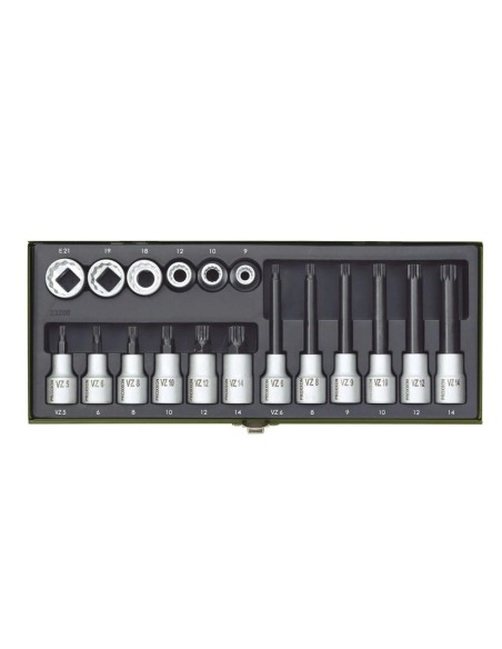 1 - Serie di bussole xzn multidente da 1/2" 18 pz PROXXON 23296