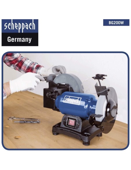 3 - Smerigliatrice combinata da banco mola ad acqua 150/200 mm 250w Scheppach bg200w