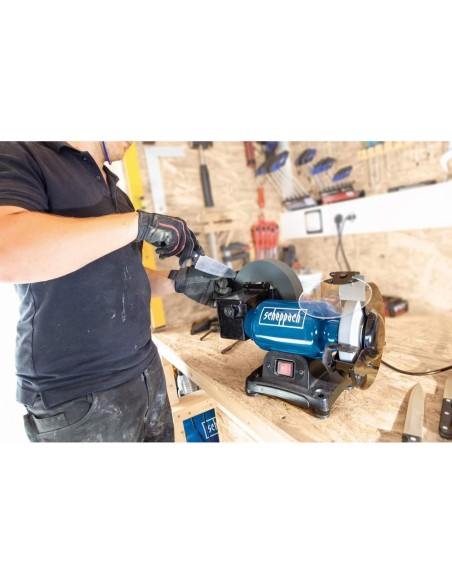 5 - Smerigliatrice combinata da banco mola ad acqua 150/200 mm 250w Scheppach bg200w