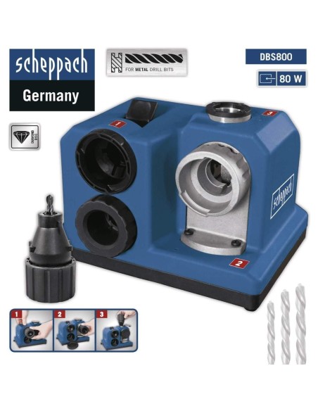 2 - Affila punte elicoidali affilatrice trapano ø 3-13mm Scheppach dbs800 80w