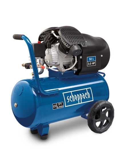 Compressore aria 50 lt lubrificato portatile bicilindrico a v Scheppach hc53dc
