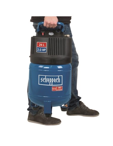2 - Compressore Scheppach hc24v aria verticale 24 lt litri 1,5 hp salvaspazio