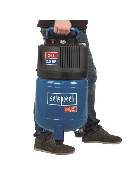 2 - Compressore Scheppach hc24v aria verticale 24 lt litri 1,5 hp salvaspazio