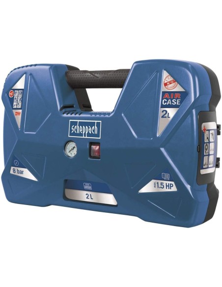 2 - Compressore aria portatile 2l con accessori 1.5hp Scheppach air case