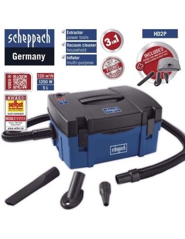 2 - Aspiratore per trucioli e polvere 1250w Scheppach hd2p
