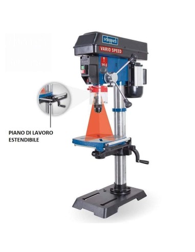 3 - Trapano a colonna da banco velocita' regolabile +laser 550 w Scheppach dp18vario