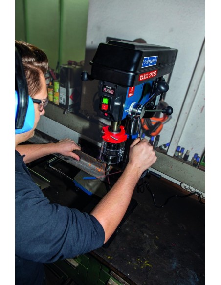 7 - Trapano a colonna da banco velocita' regolabile +laser 550 w Scheppach dp18vario