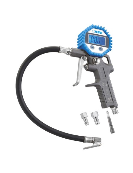 Manometro pistola gonfiaggio digitale lcd misuratore pressione gomme Fervi 0125