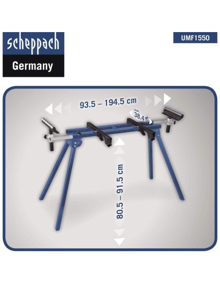 Cavalletto supporto universale per troncatrici con estensioni Scheppach umf1550