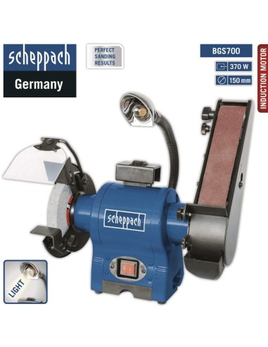 Levigatrice combinata da banco con nastro e mola Scheppach bgs700