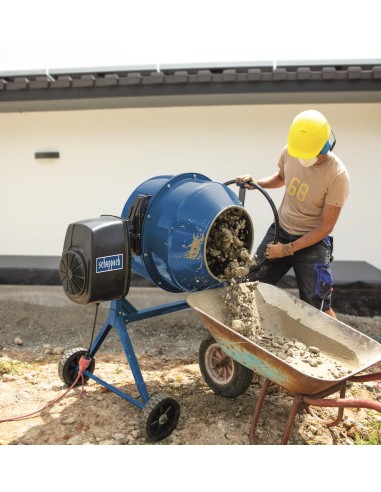 Betoniera elettrica 160lt 650w Scheppach mix160 per malta calcestruzzo e cemento