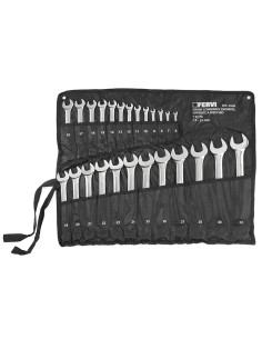 Set kit 25 pz chiavi combinate metri fisse stella cromate e lucidate Fervi 0208